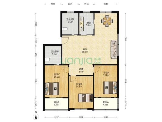 文静苑 3室1厅2卫 133平方