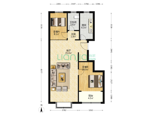 恒信玫瑰公馆 2室1厅1卫 99平方