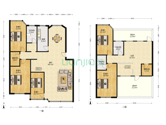 江东公寓 5室1厅3卫 250平方