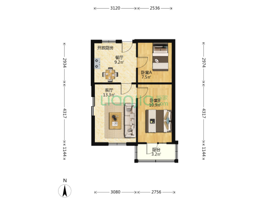 于家巷 2室2厅0卫 63平方