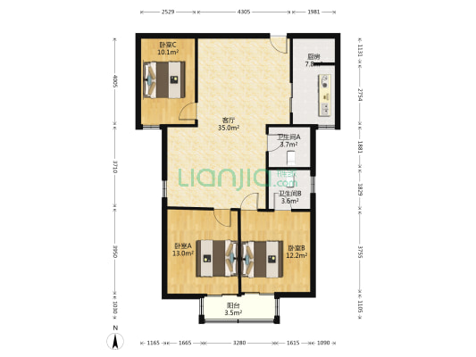 精装 拎包入住 花园社区 交通便利-户型图