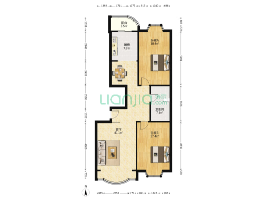 鲲鹏家园 2室1厅1卫 130平方