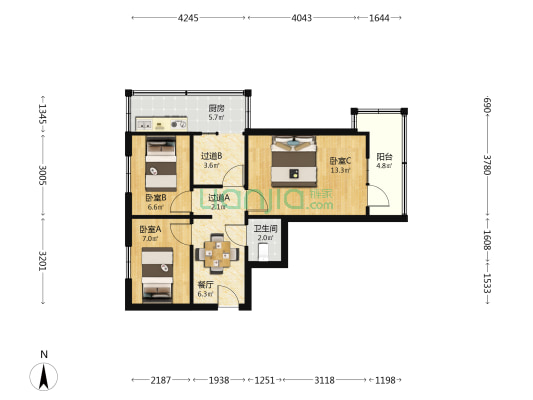 燃料公司家属院 3室1厅1卫 59平方