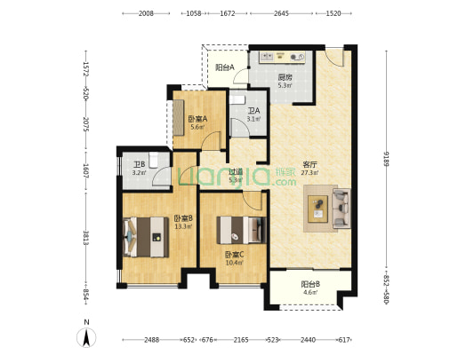 金科·蓝山府 3室1厅2卫 100平方