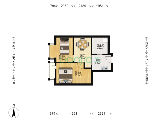 瓯江华府 2室1厅1卫 57平方