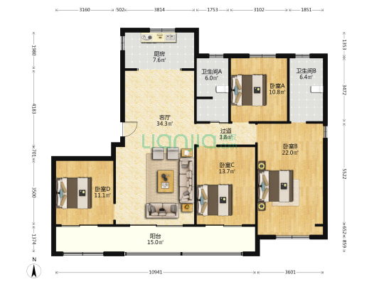 隽澜轩 4室1厅2卫 165平方