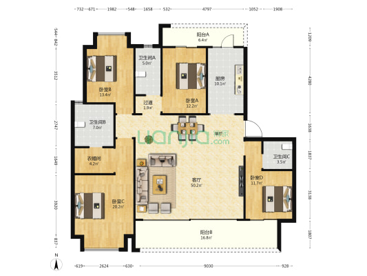 昆明融创文旅城九云府南区 4室1厅3卫 184平方