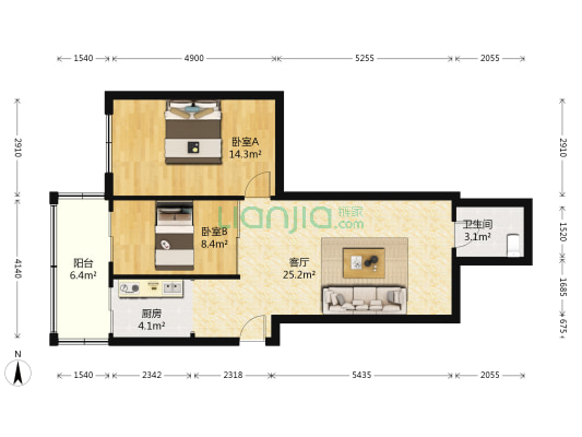 民航小区 2室1厅1卫 79平方