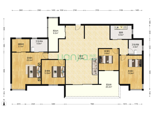 御景豪庭 4室1厅2卫 195平方