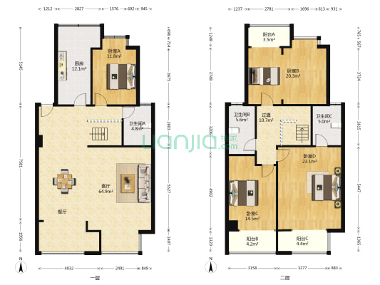 恒龙依山龙郡 4室1厅3卫 178平方