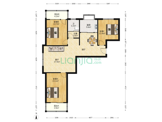 名都百盛园 3室1厅1卫 127平方