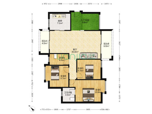 美思奇公馆 4室1厅1卫 118平方