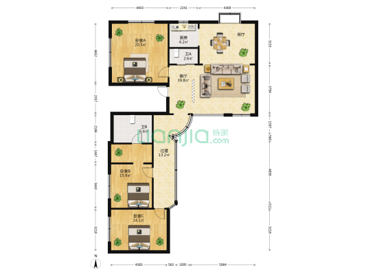 登华街36号附1号 3室1厅2卫 136平方