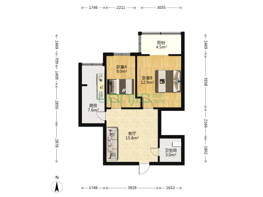 文瀛大厦 2室1厅1卫 74平方
