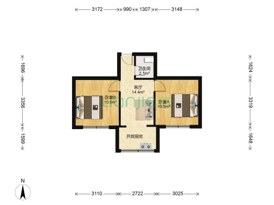 长兴街小区 2室1厅1卫 48平方