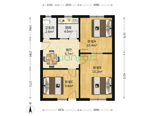 南庆里23号院 3室1厅1卫 67平方