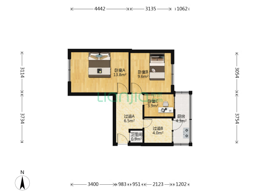 坪西小学宿舍 3室0厅1卫 54平方