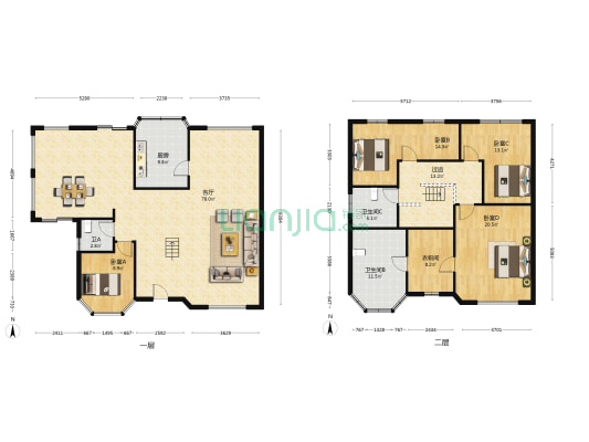 鹿澄天地 4室1厅3卫 228平方