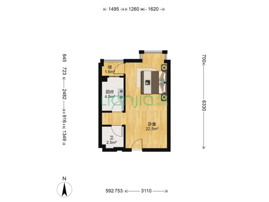 幸福人家-A3 1室0厅1卫 38平方