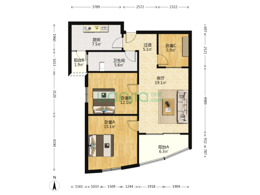 湖韵佳苑 3室1厅1卫 101平方