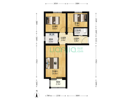 二十中家属院 3室0厅1卫 55平方