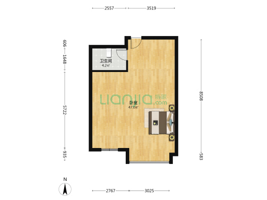 花漾国际公寓 1室0厅1卫 78平方