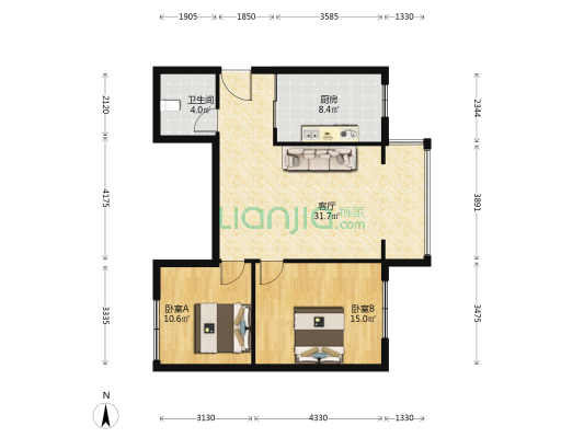 锦溪园 2室1厅1卫 82平方