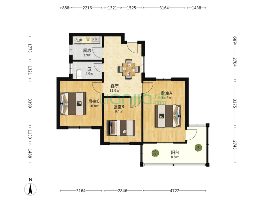 斜西街324号 3室1厅1卫 71平方