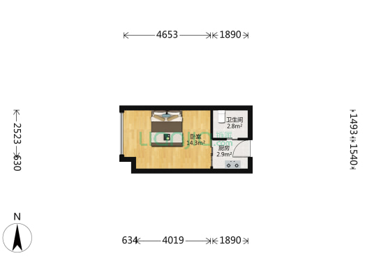 宜家公寓 1室0厅1卫 35平方