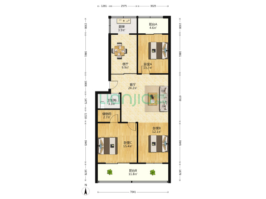 易福苑 3室2厅1卫 117平方
