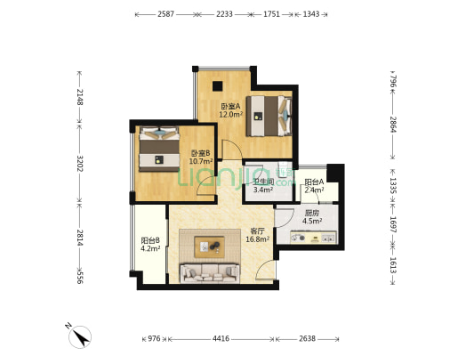 君雁金梧桐 2室1厅1卫 67平方