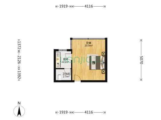 华油巷5号 1室0厅1卫 27平方