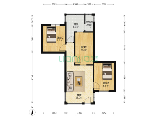 同沙路 3室1厅1卫 59平方