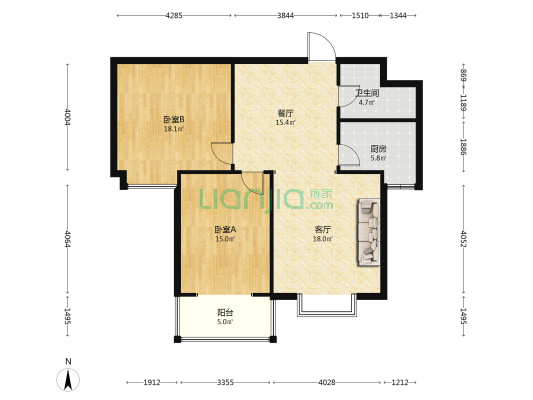 碧景苑 2室2厅1卫 112平方
