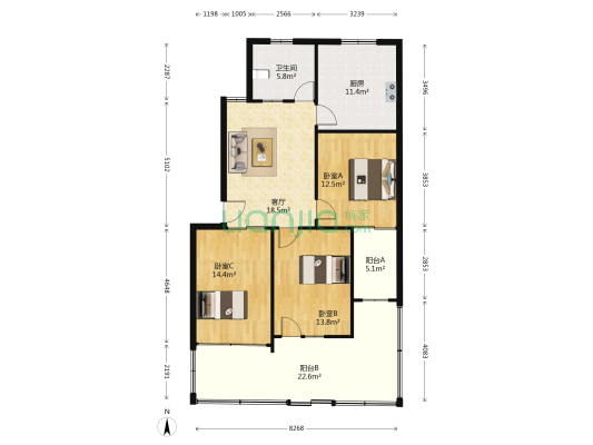 乡镇企业管理局 3室1厅1卫 102平方