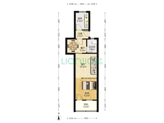 古更楼巷 1室2厅1卫 41平方