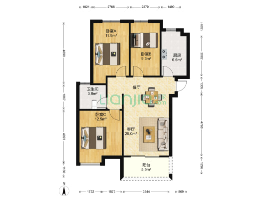 城市峰境 3室1厅1卫 101平方