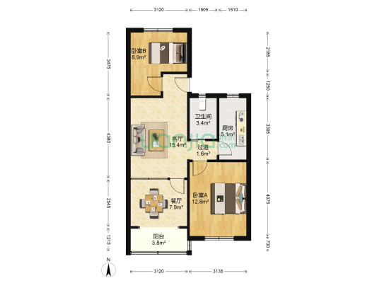 邮电三村 2室2厅1卫 73平方