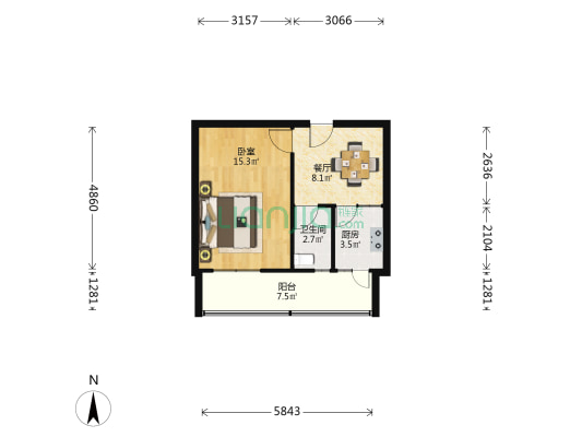 临洮街小区 1室1厅1卫 33平方