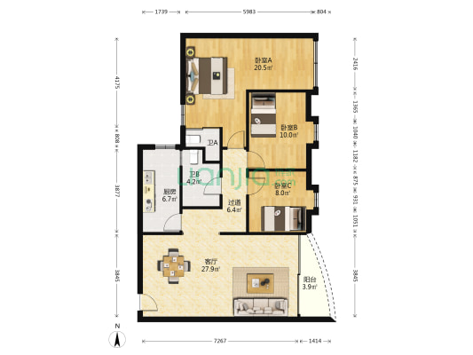 文乐街 3室1厅2卫 108平方