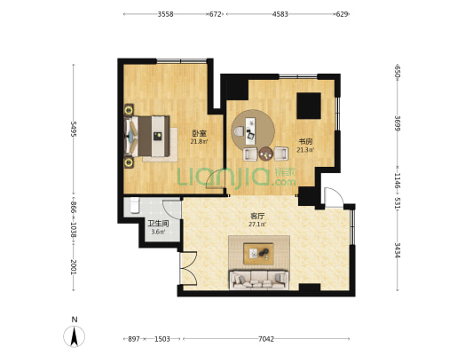 维萨瀛海 2室1厅1卫 96平方