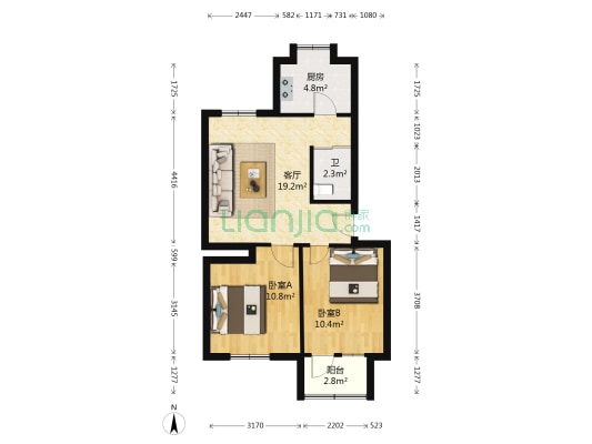 黑山小区 2室1厅1卫 62平方