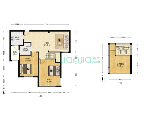 中央美郡 3室1厅1卫 62平方