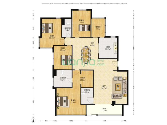 凯德汇豪天下东区 4室2厅3卫 220平方