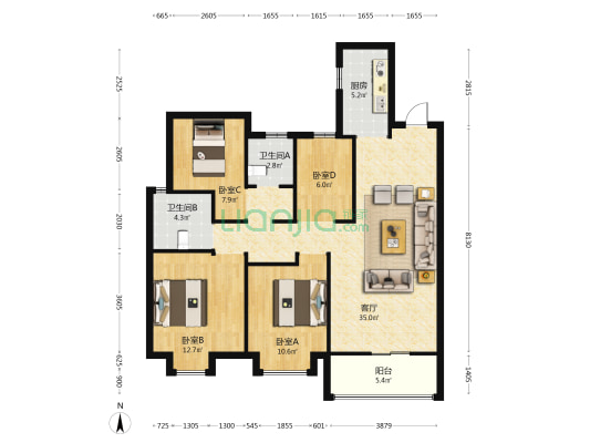 世茂祥生金科郡 4室1厅2卫 121平方