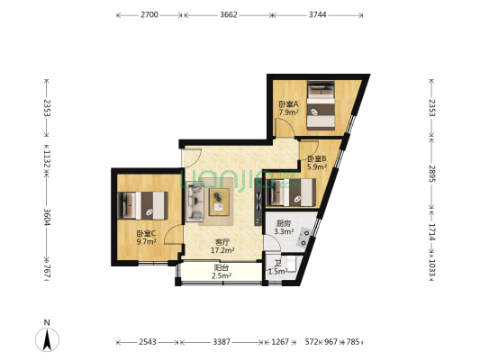 罗宅街左七巷4号 3室1厅1卫 55平方