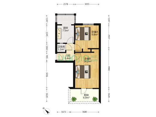 中新街70号 2室0厅1卫 86平方