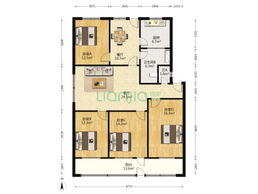 雅居春晖 4室2厅2卫 136平方