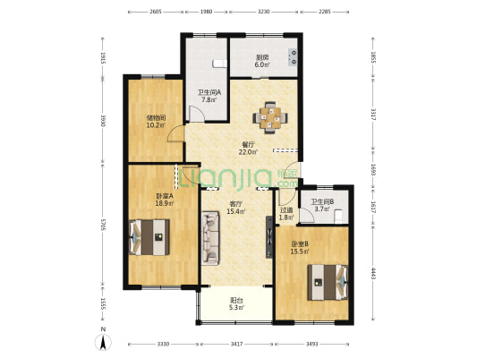 树人小区 2室2厅2卫 213平方