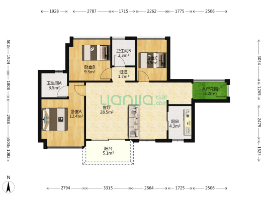 丰泰橡树溪谷 3室1厅2卫 91平方